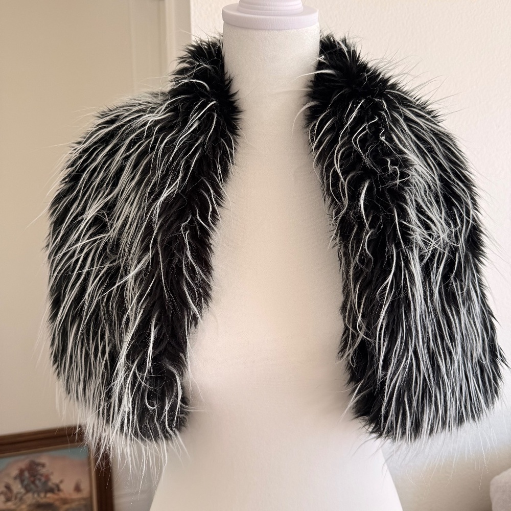 Vintage Faux Fur Thick Fluffy Collar Knit Vest
